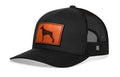 Doberman Trucker Hat Leather | Black Dog Snapback Trucker - YinzerShop