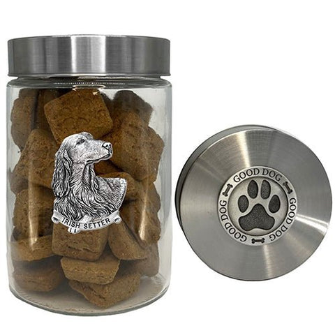 Dog Treat Jar - Irish Setter Gift | Airtight Fine Pewter Jar for Dog Supplies Storage Dog Treat Jars - YinzerShop
