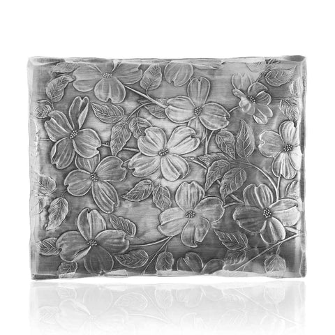 Dogwood Accessory Tray – Hand Hammered Decorative Tray With Flower Petal Pattern - YinzerShop