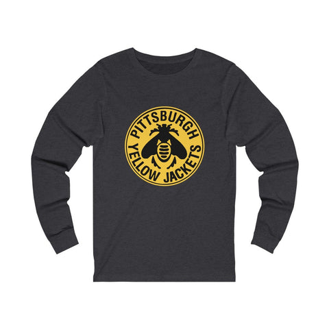 Pittsburgh Yellow Jackets Long Sleeve Shirt  Vintage Ice Hockey Dark Grey Heather XS 