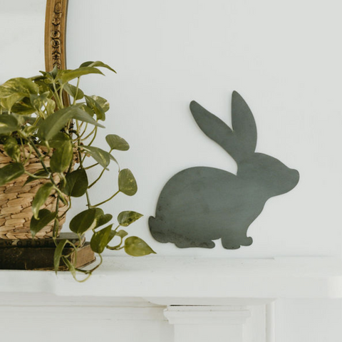 Easter Bunny Wall Decor - Steel Bunny Cutout | Spring Wall Decoration 11x19 Inches