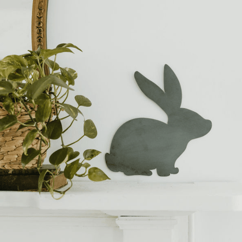 Easter Bunny Wall Decor - Steel Bunny Cutout | Spring Wall Decoration 11x19 Inches Wall Decor - YinzerShop