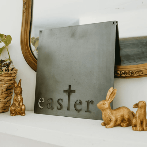 Easter Wall Decor - Steel Square Sign With Cross | Keystone Steel Co Wall Decor - YinzerShop