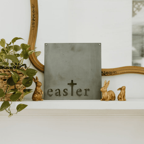 Easter Wall Decor - Steel Square Sign With Cross | Keystone Steel Co Wall Decor - YinzerShop