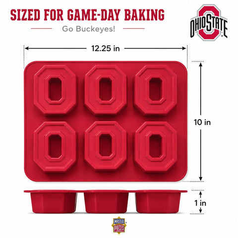 Ohio State Buckeyes Muffin Pan – Officially Licensed Silicone Bakeware, Heat Resistant