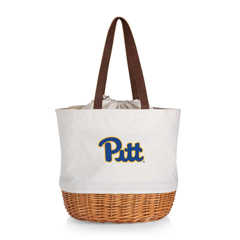 Pittsburgh Panthers - Coronado Canvas and Willow Basket Tote  Picnic Time Family of Brands Beige  