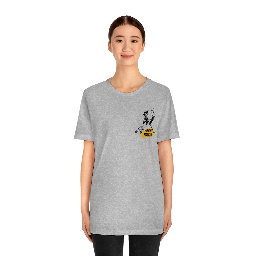 Evengi Malkin Pittsburgh Headliner Series T-Shirt - Back-Printed Graphic Tee T-Shirt Printify   