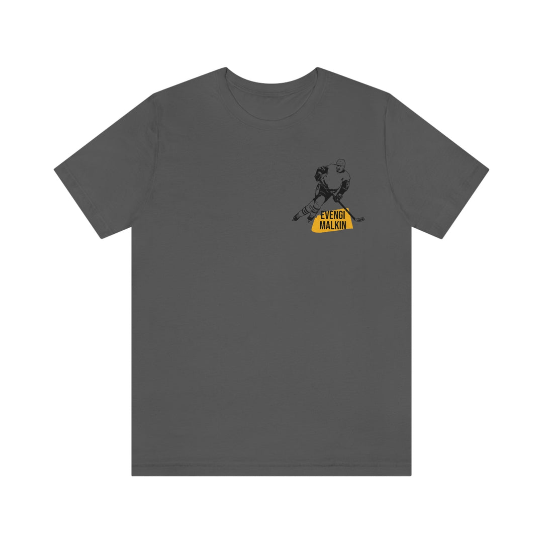 Evengi Malkin Pittsburgh Headliner Series T-Shirt - Back-Printed Graphic Tee T-Shirt Printify Asphalt S 
