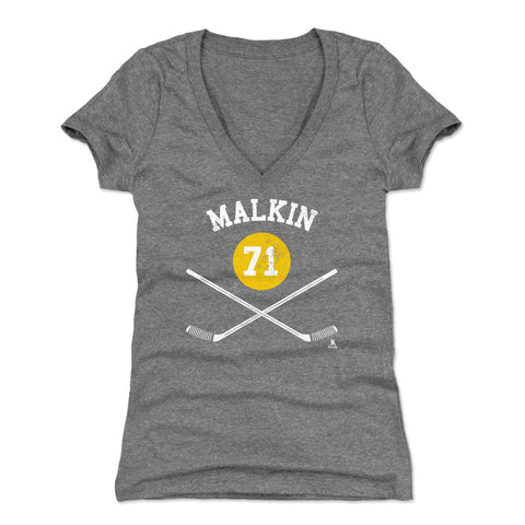 Evgeni Malkin T-Shirt – Slim Fit Pittsburgh Hockey Shirt | V-Neck Short Sleeve Tee Women's V-Neck T-Shirt - YinzerShop