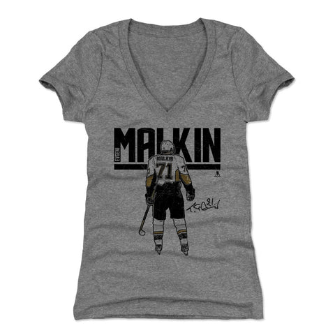 Evgeni Malkin Women's V-Neck T-Shirt – Slim Fit Tri Color Breathable Tee Women's V-Neck T-Shirt - YinzerShop
