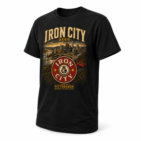 Iron City Beer Pittsburgh Skyline T-Shirt — Vintage Incline & Bridges Tee