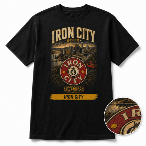 Iron City Beer Pittsburgh Skyline T-Shirt — Vintage Incline & Bridges Tee