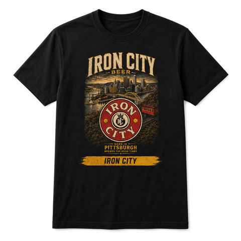 Iron City Beer Pittsburgh Skyline T-Shirt — Vintage Incline & Bridges Tee