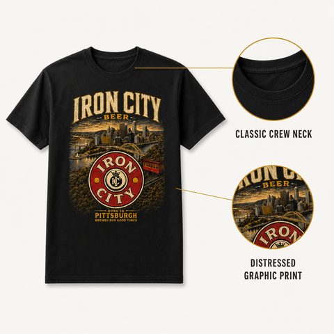 Iron City Beer Pittsburgh Skyline T-Shirt — Vintage Incline & Bridges Tee