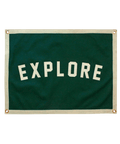 Explore Camp Flag - Wool Felt Outdoor Banner by Oxford Pennant, Forest Green Camp Flag - YinzerShop