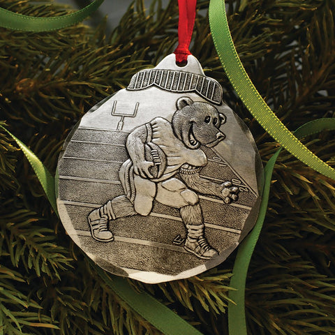 Football Bear Ornament - Handcrafted Animal Athlete Decor with Motivational Message Ornament - YinzerShop