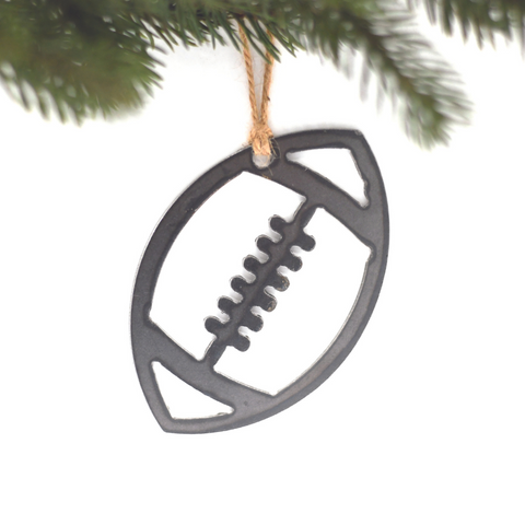 Football Ornament – Rustic Holiday Ornaments | Eco Friendly Steel Decor