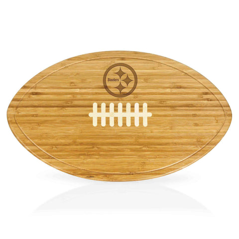Football Cutting Board - Pittsburgh Steelers Bamboo Serving Tray With Juice Groove Licensed - YinzerShop
