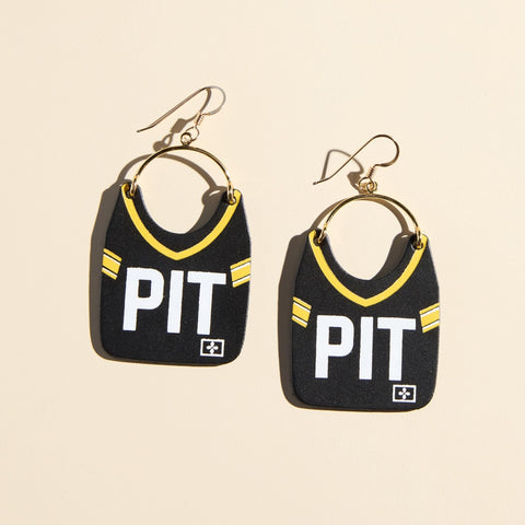 Football Jersey Earrings – Pittsburgh Steelers Leather Team Spirit Jewelry Earrings - YinzerShop