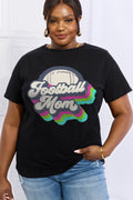 Football Mom T-Shirt - Simply Love Cotton Graphic Tee With Soft Breathable Fabric Long Sleeve Shirt - YinzerShop