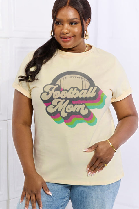Football Mom T-Shirt - Simply Love Cotton Graphic Tee With Soft Breathable Fabric Long Sleeve Shirt - YinzerShop