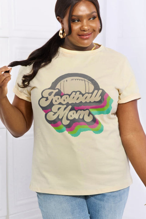 Football Mom T-Shirt - Simply Love Cotton Graphic Tee With Soft Breathable Fabric Long Sleeve Shirt - YinzerShop