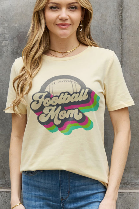 Football Mom T-Shirt - Simply Love Cotton Graphic Tee With Soft Breathable Fabric Long Sleeve Shirt - YinzerShop