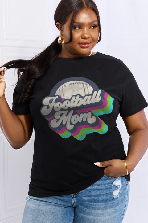 Football Mom T-Shirt - Simply Love Cotton Graphic Tee With Soft Breathable Fabric Long Sleeve Shirt - YinzerShop