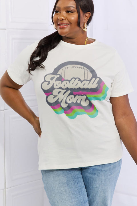 Football Mom T-Shirt - Simply Love Cotton Graphic Tee With Soft Breathable Fabric Long Sleeve Shirt - YinzerShop