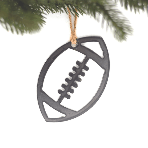 Football Ornament – Rustic Holiday Ornaments | Eco Friendly Steel Decor Holiday Ornaments - YinzerShop