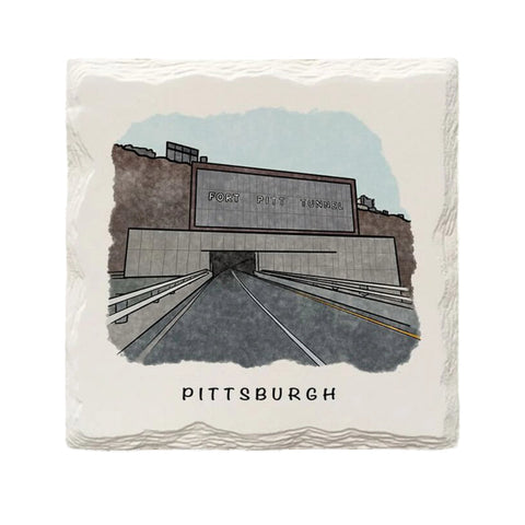 Fort Pitt Tunnel Pittsburgh Ceramic Drink Coaster by The Doodle Line Coaster - YinzerShop