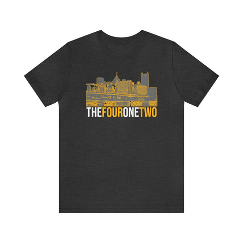 Four One Two Skyline - 412 Series - Pittsburgh Short Sleeve T-Shirt T-Shirt Printify Dark Grey Heather S 