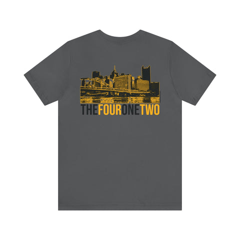 Four One Two Skyline - 412 Series Pittsburgh -Back-Printed Graphic Tee T-Shirt Printify   