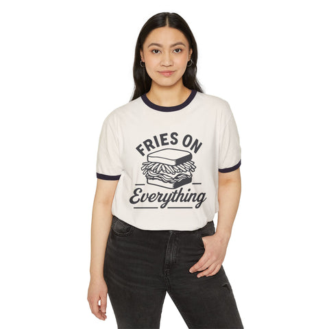 Fries on Everything - Unisex Cotton Ringer T-Shirt T-Shirt - YinzerShop