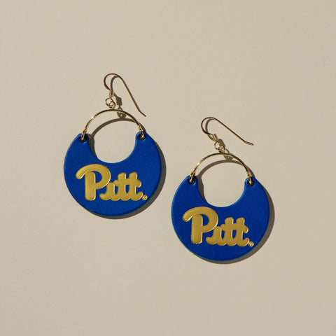 Game Royal University of Pittsburgh Nina Leather Hoop Earrings Leather Earrings - YinzerShop
