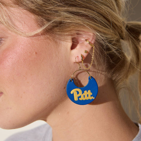 Game Royal University of Pittsburgh Ninas Leather Earrings Nickel & Suede