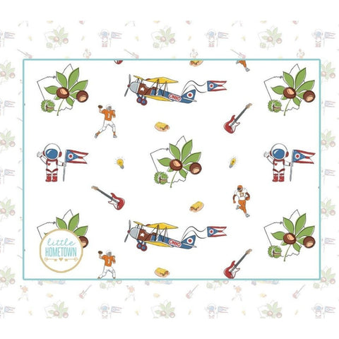 Gift Set: Ohio Baby Muslin Swaddle Receiving Blanket and Burp Cloth / Bib Combo