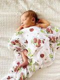 Gift Set: Ohio Baby Muslin Swaddle Receiving Blanket (Floral) and Burp/Bib Combo Swaddle Blanket Little Hometown   