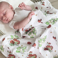 Gift Set: Ohio Baby Muslin Swaddle Receiving Blanket (Floral) and Burp/Bib Combo Swaddle Blanket Little Hometown   