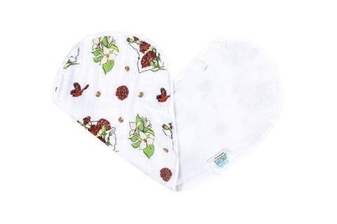 Gift Set: Ohio Baby Muslin Swaddle Receiving Blanket (Floral) and Burp/Bib Combo Swaddle Blanket Little Hometown