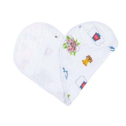 Gift Set: Pennsylvania Baby Muslin Swaddle Blanket and Burp Cloth/Bib Combo Swaddle Blanket Little Hometown   