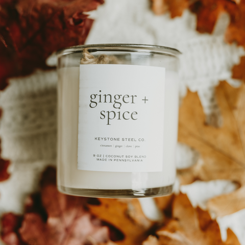 Ginger + Spice Candle + Acorn Ornament Set