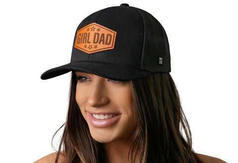 Girl Dad Leather Trucker Hat | Black Snapback Trucker - YinzerShop