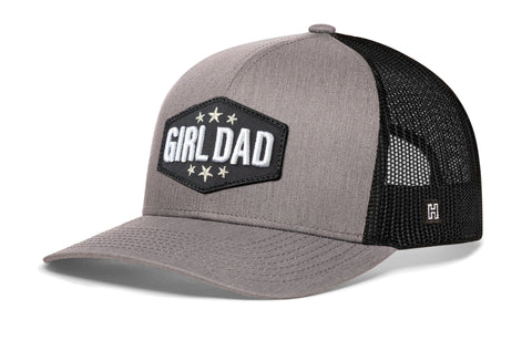 Girl Dad Trucker Hat | Black Snapback Adjustable Cap With Breathable Mesh - Haka Hat