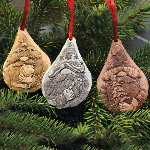 Gnome Ornament Set – Wendell August Forge Mixed Metal Holiday Ornaments Trio - YinzerShop
