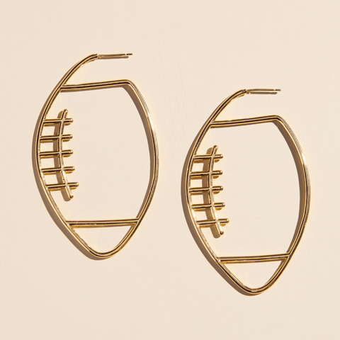 Gold Football Hoops – 14K Gold Plated Waterproof Basketball Hoop Earrings Hoop Earrings - YinzerShop