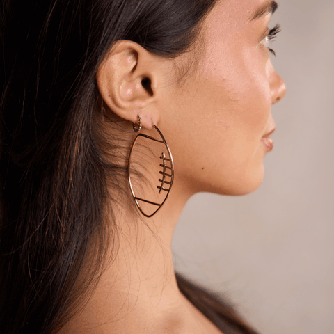 Gold Football Hoops – 14K Gold Plated Waterproof Basketball Hoop Earrings Hoop Earrings - YinzerShop