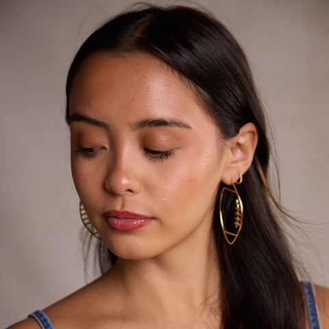 Gold Football Hoops – 14K Gold Plated Waterproof Basketball Hoop Earrings Hoop Earrings - YinzerShop