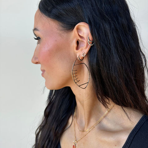 Gold Football Hoops – 14K Gold Plated Waterproof Basketball Hoop Earrings Hoop Earrings - YinzerShop