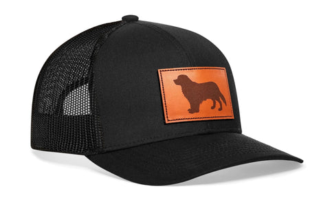 Golden Retriever Trucker Hat Leather | Black Dog Snapback Trucker - YinzerShop
